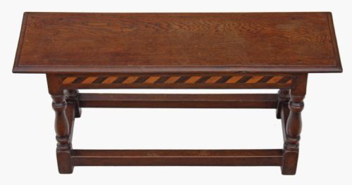 fig 1. Victorian Gothic inlaid oak window seat hall bench