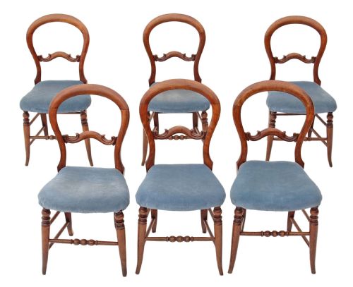 Set of 6 Beech Victorian Dining Chairs
