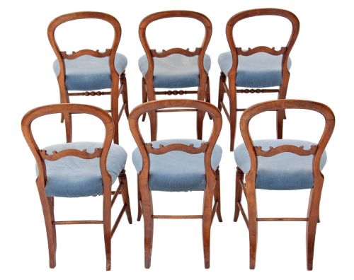 fig 1. Set of 6 beech Victorian dining chairs