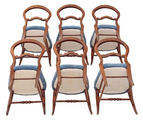 fig 2. Set of 6 beech Victorian dining chairs