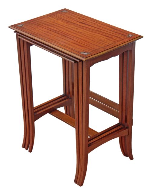 fig 2. Edwardian nest of 3 decorated satinwood side or occasional tables