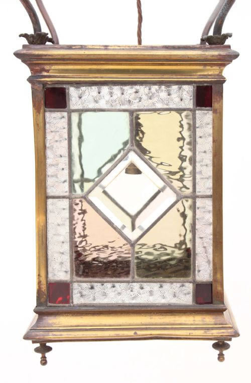 fig 1. Victorian stained leaded glass brass lantern