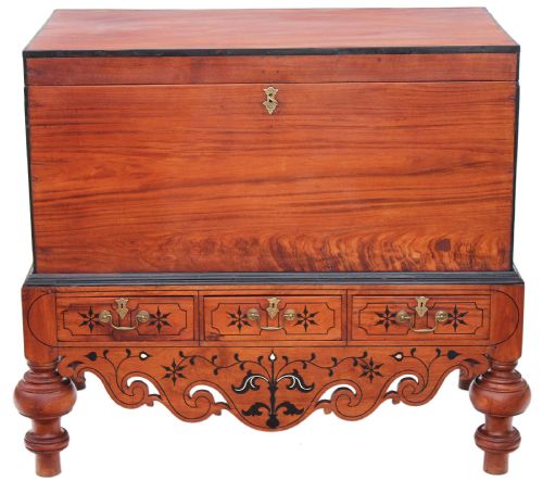 Eastern Inlaid Mahogany Coffer Mule Chest