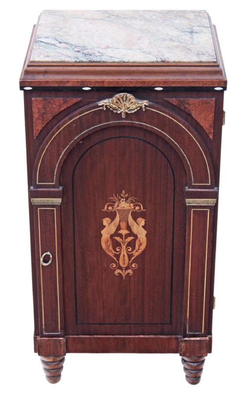 Mahogany Burr Walnut Bedside Table Cabinet