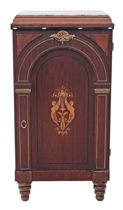 fig 1. Mahogany burr walnut bedside table cabinet