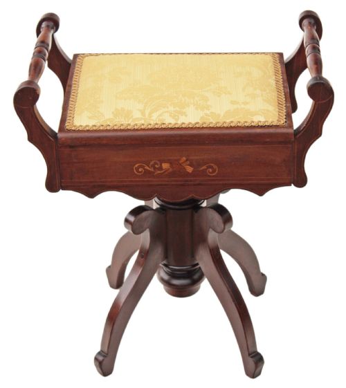 Adjustable Mahogany Edwardian Piano Music Stool