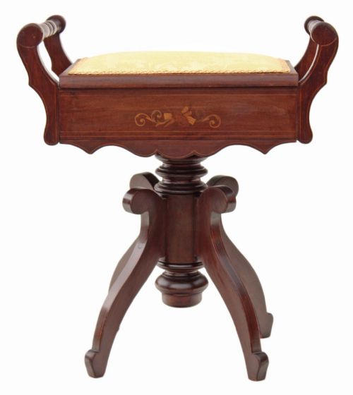fig 1. Adjustable mahogany Edwardian piano music stool