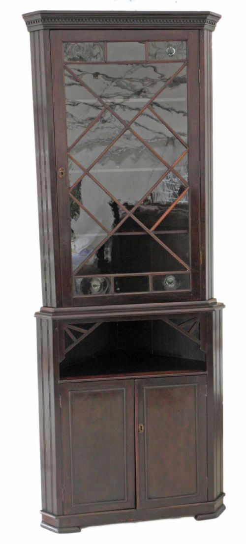 Victorian Mahogany Glazed Corner Cupboard