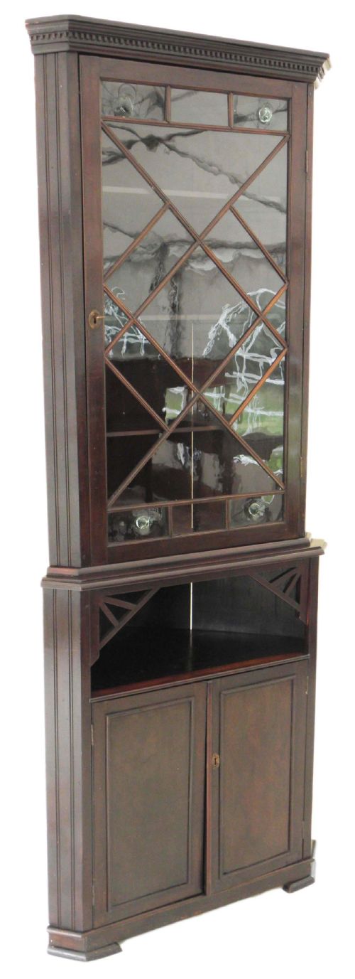 fig 2. Victorian mahogany glazed corner cupboard