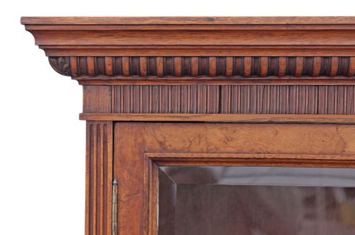 fig 3. Victorian pollard oak glazed bookcase display cabinet cupboard