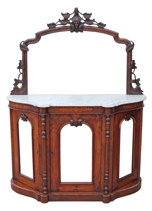 Victorian Burr Walnut Credenza Chiffonier Sideboard