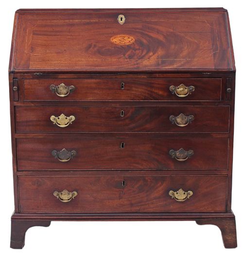 Georgian Inlaid Mahogany Bureau Desk Writing Table