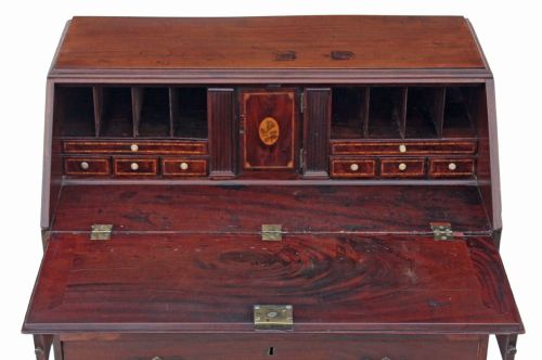 fig 1. Georgian inlaid mahogany bureau desk writing table