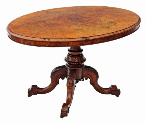 fig 1. Victorian burr walnut oval loo breakfast table tilt top