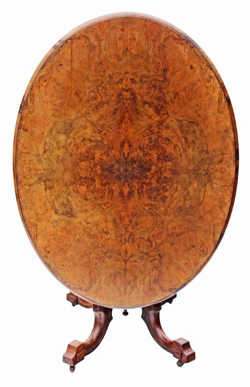 fig 2. Victorian burr walnut oval loo breakfast table tilt top