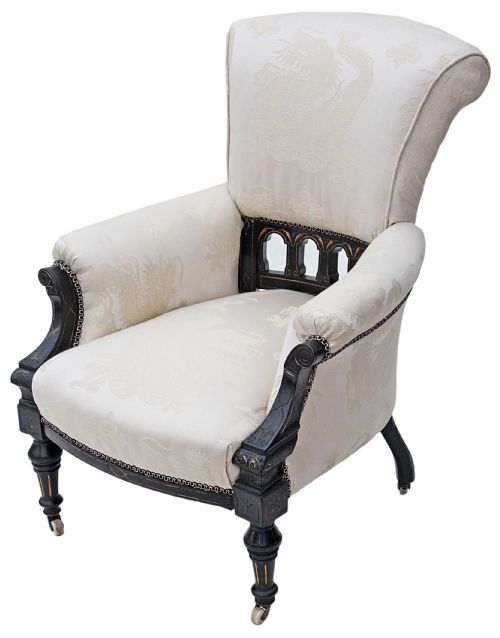 Victorian Ebonised Aesthetic Armchair Gentleman's Chair