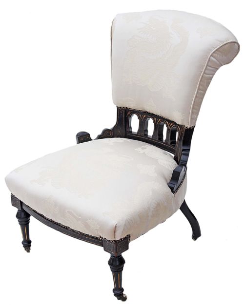 Victorian Ebonised Aesthetic Armchair Ladies Chair