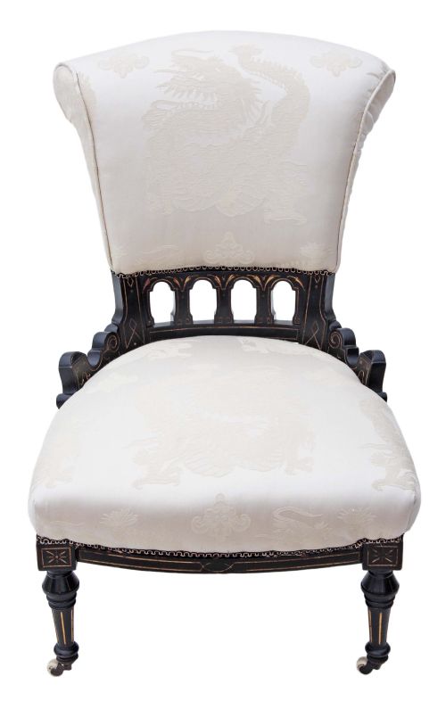 fig 1. Victorian ebonised aesthetic armchair ladies chair