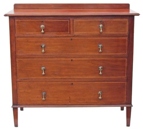 Edwardian Line Inlaid Mahogany Chest of Drawers