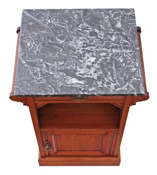 fig 1. Victorian walnut marble bedside table
