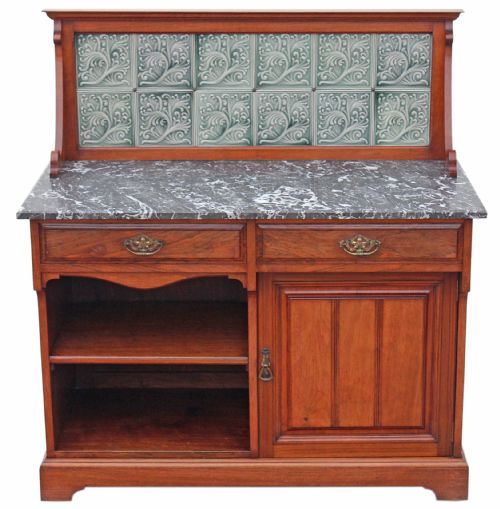 Victorian Walnut Marble Washstand or Dressing Table