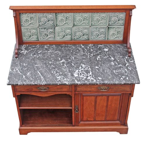 fig 1. Victorian walnut marble washstand or dressing table