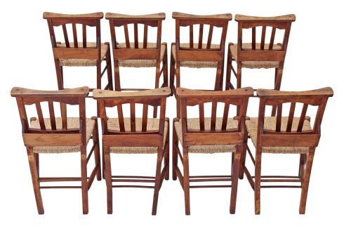 fig 1. Set of 8 late Victorian beech rush dining chairs