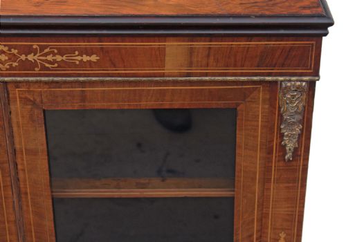fig 2. Victorian walnut aesthetic glazed pier display cabinet bookcase