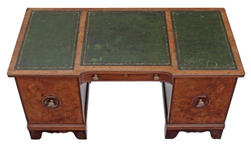 fig 1. Victorian walnut oak twin pedestal desk writing table