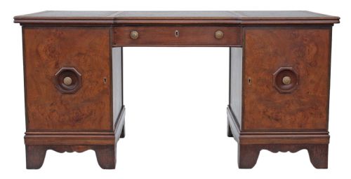 fig 2. Victorian walnut oak twin pedestal desk writing table