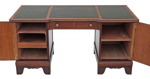 fig 3. Victorian walnut oak twin pedestal desk writing table