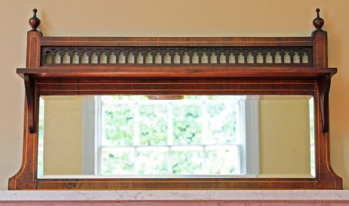 Victorian Inlaid Walnut Overmantle Wall Mirror