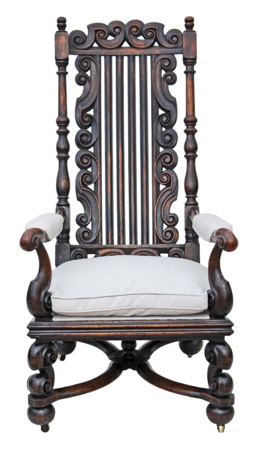 fig 1. Victorian oak walnut armchair throne chair