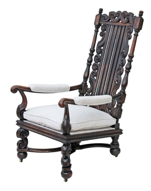 fig 2. Victorian oak walnut armchair throne chair