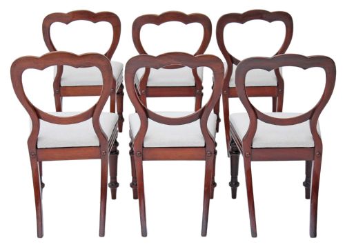 fig 1. Set of 6 Victorian mahogany cloud balloon back dining chairs