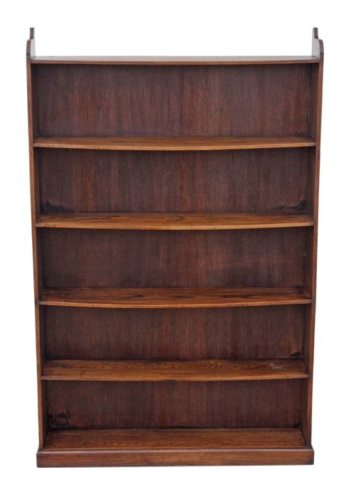 fig 1. Oak & elm open bookcase shelves display