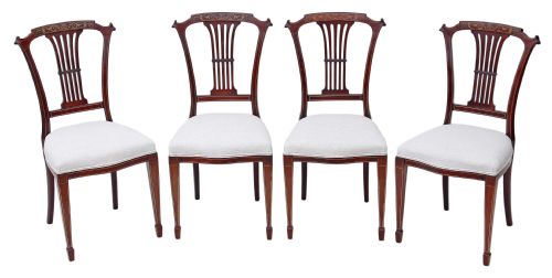Set of 4 Edwardian Inlaid Mahogany Dining Chairs Harrod's