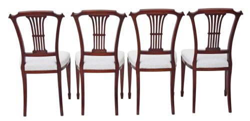 fig 1. Set of 4 Edwardian inlaid mahogany dining chairs Harrod's