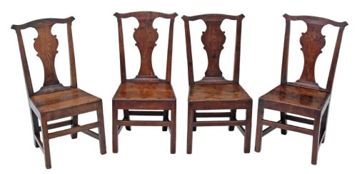 Set of 4 Georgian Elm Country Dining Chairs