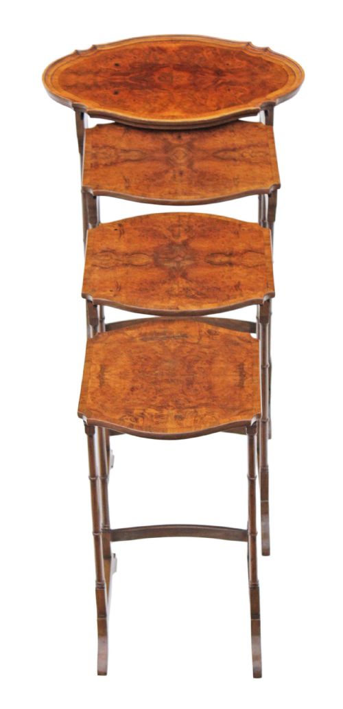 Nest of 4 Burr Walnut Side or Occasional Tables