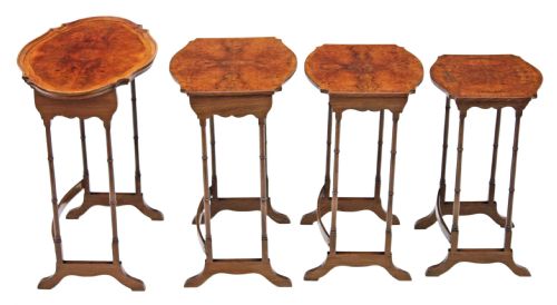 fig 1. Nest of 4 burr walnut side or occasional tables