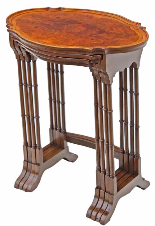 fig 2. Nest of 4 burr walnut side or occasional tables