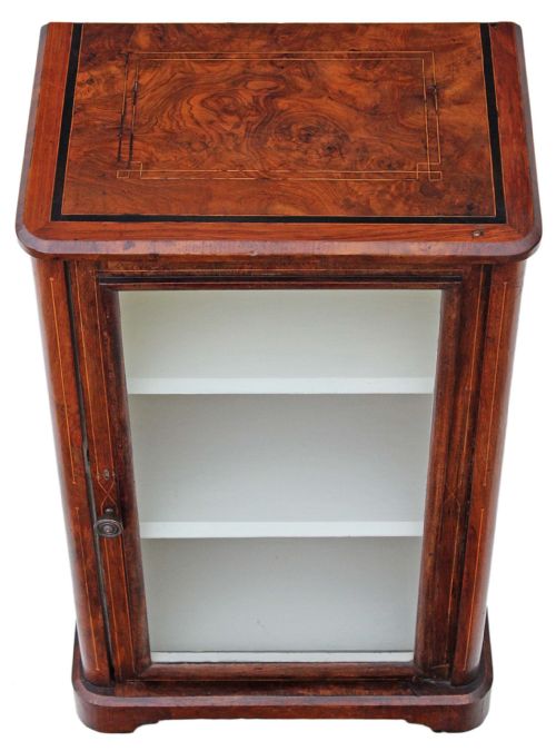 Victorian Inlaid Burr Walnut Music Display Cabinet
