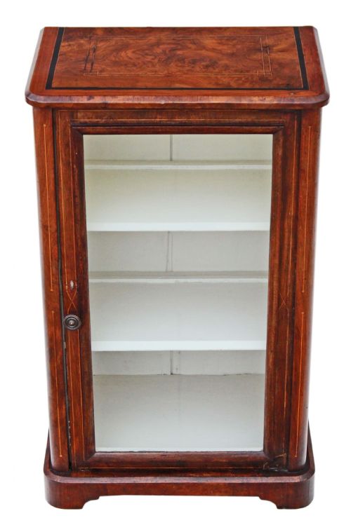 fig 1. Victorian inlaid burr walnut music display cabinet
