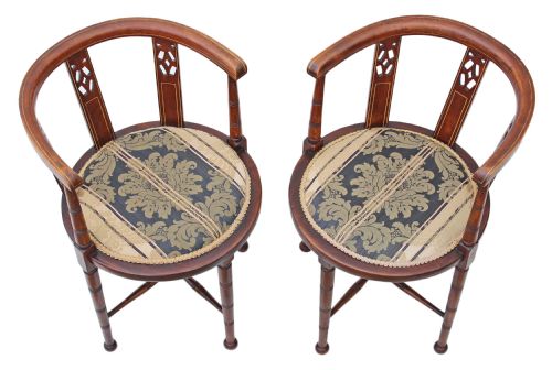 fig 1. Pair of Edwardian mahogany corner arm chairs tub