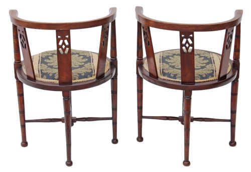 fig 2. Pair of Edwardian mahogany corner arm chairs tub