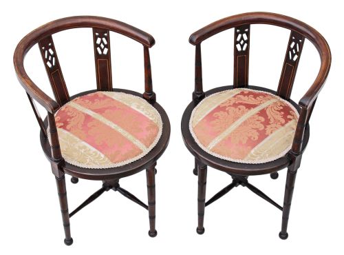 fig 1. Pair of Edwardian mahogany corner arm chairs bedroom tub