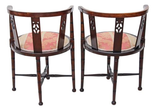 fig 2. Pair of Edwardian mahogany corner arm chairs bedroom tub