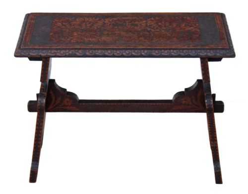 fig 1. Gothic hardwood poker work window seat bench side chair