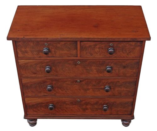 fig 1. Victorian flame mahogany chest of drawers